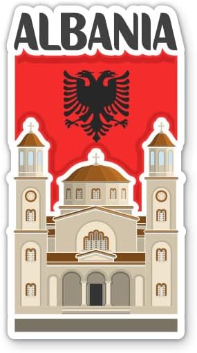 Squiddy Albania Country Travel Vinyl Sticker | Travel Souvenir Decal for Phone, Laptop, Water Bottle | 3 inch high