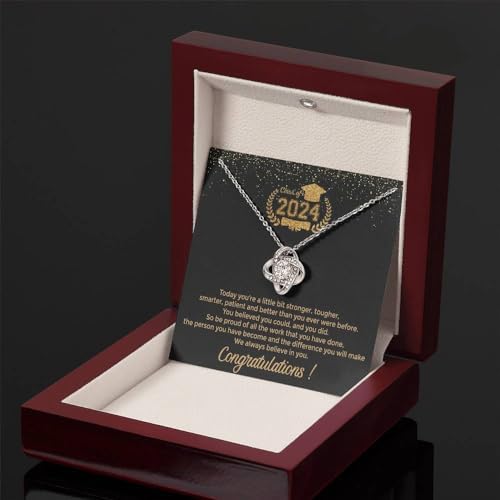 VIRAGIL 2023 Graduation Gifts for Her, Class of 2024 Love Knot Sterling Silver Pendant Necklace Senior College Graduation Jewelry Gifts for Girl Daughter - Image 3