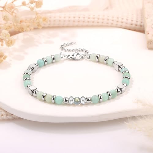 Gifts for Women Moonstone Bracelet, Amazonite Imperial Jasper Bracelets - Image 4