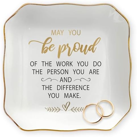 OASSIE Thank You Gifts for Women - Be Proud 4"x4" Ceramic Jewelry Dish Tray by Oassie