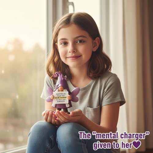Lavezee Gnome Graduation Gifts for Girls Her, Handmade Purple Gnome Statue with Sometimes You Forget Your Awesome, Encouragement Emotional Gifts for Women - Image 6