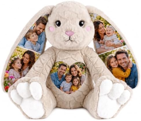 Custom Photo Bunny Plush Personalized Photo Bunny Stuffed Animal for Kids by Cryphart-CustomGiftExpert