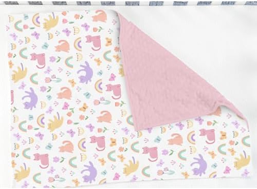 Colorful Cats Rainbow Flower Baby Blankets for Girl Boy Rainbow Cats Butterflies Soft Mink Dotted Backing Double Layer Swaddle Receiving Blanket Cats Lover Gift Bed Throw for Infant Toddler Crib 30x40 - Image 3