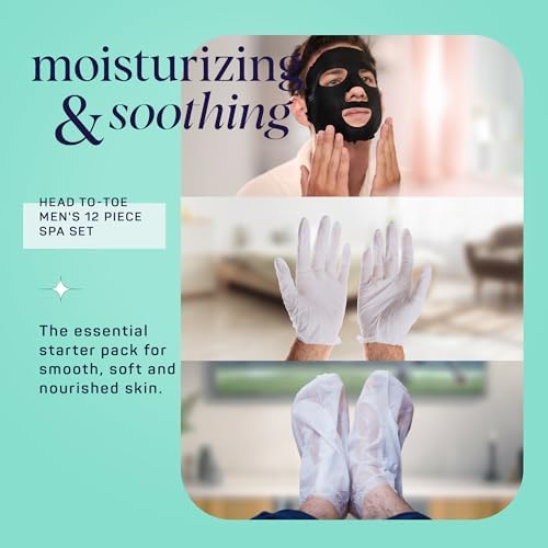 SpaLife Men's Cooling Mint Hand Moisturizing Gloves, Booties, and Face Masks | Revitalizing & Hydrating Hand Mask for Softening Dry, Cracked Skin | One Size Fits Most | 12 Pack - Image 3