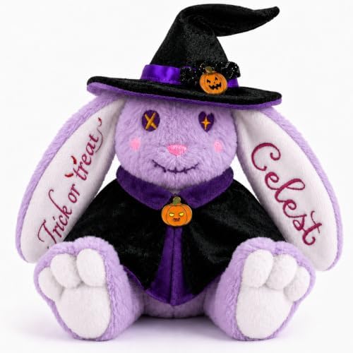 Personalized Bunny Halloween Stuffed Animal,Custom Plush Rabbit with Name by Cryphart-CustomGiftExpert