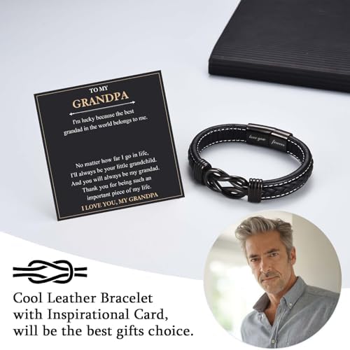 Love You Forever Infinity Leather Bracelet Gifts for Men Him Teen Boys - Image 3