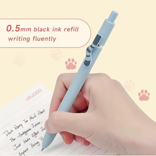 UIXJODO Cat Pens, 4 Pcs 0.5mm Cute Kawaii Black Ink Pens Fine Point Smooth Writing Pen, High-End Series Cat's Tail Retractable Pen for Journaling Note Taking (4 Pcs Cat) - Image 3