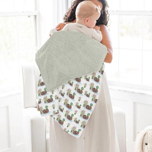 Cute Mallard Ducks Baby Blankets for Girl Boy Wild Duck Lake Soft Mink Dotted Backing Double Layer Swaddle Receiving Blanket Hunting Ducks Birds Bed Throws for Newborn Infant Toddler Nursery 30x40 - Image 4