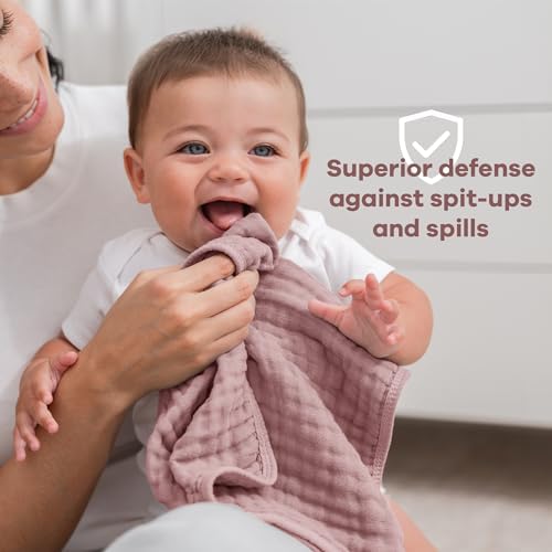 Comfy Cubs Muslin Burp Cloths 20x10" 6 Pack, Baby Burp Cloths - Mauve - Image 4