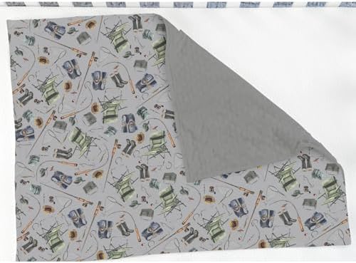 Retro Gray Fishing Gear Baby Blankets for Girl Boy Trout Fishes Soft Mink Dotted Backing Double Layer Swaddle Receiving Blanket Outdoor Fishing Lovers Gift Bed Throws for Newborn Toddler Crib 30x40 - Image 3