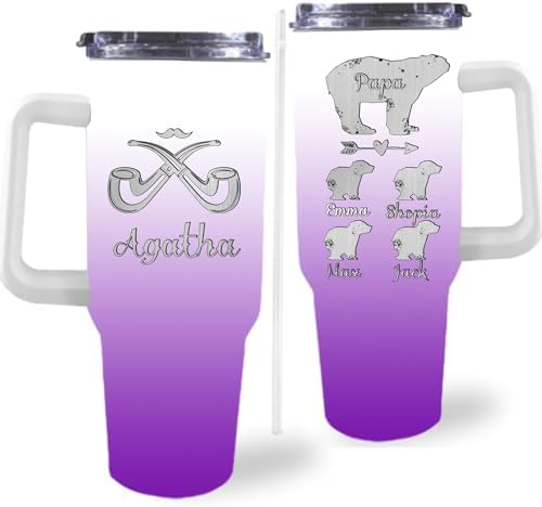 Dad Gifts for Dad from Daughter Son Best Dad Ever Tumbler with Handle and Straw 40oz, Personalized Dad Tumbler with Kids Names, Custom Coffee Tumbler for Dad Birthday Christmas Fathers Day Cup Gift… - Image 2