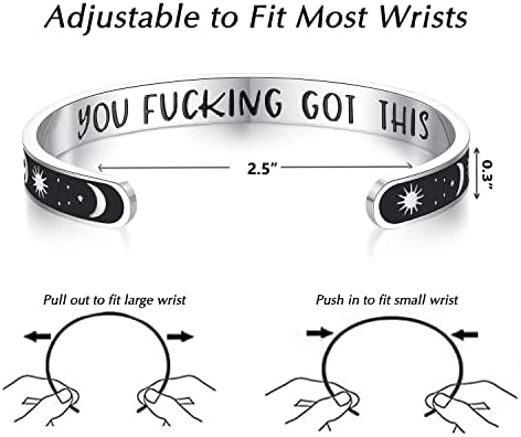 TONY & SANDY Inspirational Bracelets for Women Teen Girls Personalized Gifts for Daughter Granddaughter Mom Sister Friends Stainless Steel Engraved Cuff Birthday Easter Christmas - Image 4