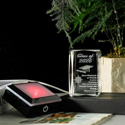 Class of 2026 Graduation Gift, Class of 2026 3D Crystal Laser Engraved Plaque with Glowing LED Base, Meaningful Senior Gift for Daughter Son, High School College Decor - Image 4