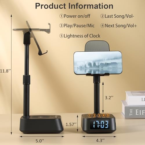 ASEAT Gifts for Men Women, Adjustable Phone Stand Bluetooth Speaker, Birthday Gifts Him Husband, Phone Holder for Kitchen Desk Bedroom, Cool Tech Gadget for Dad Mom Boyfriend, Christmas Ideal - Image 6