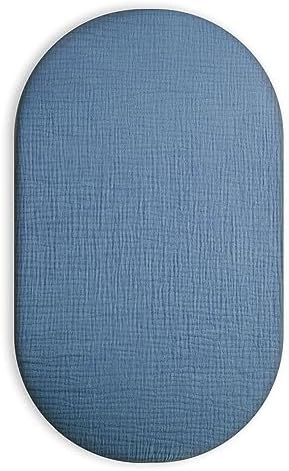 Muslin Bassinet Sheets 1 Pack, 33" x 17", (Blue) by Meowcards