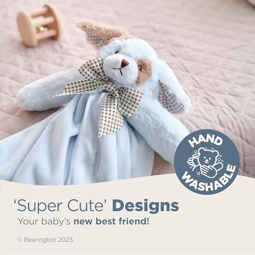 Bearington Baby Waggles Blue Puppy Snuggler - 15" Puppy Lovey Security Blanket with Silk Satin Trim and Plush Dog Design - Soft for Boys and Girls - Image 3
