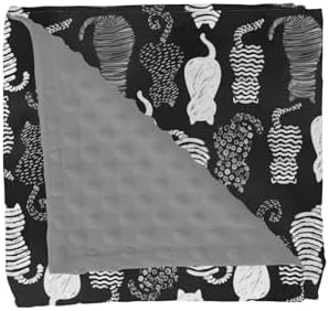 Stylish Cat Shapes Baby Blankets for Girl Boy Black and White Cats Stripes Soft Mink Dotted Backing Double Layer Swaddle Blanket Cats Lover Gift Nursery Bed Blanket Infant Toddler Crib 30x40 by GrowhappyGrowhealthy
