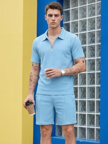 Men's Summer Outfits 2-Piece Polo Short Sets Shirt Sweatsuit - Image 3