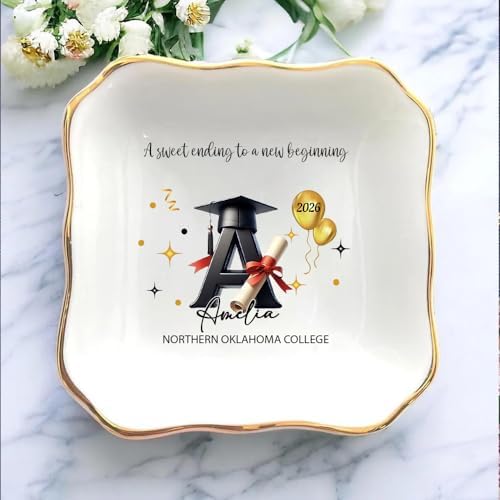 IZI POD Personalized Graduation Gifts for Her, Graduation Jewelry Dish, A Sweet Ending to a New Beginning, Gradua Senior Class of 2026, Gifts for Her, Women, Best Friends /2 by IZIPOD