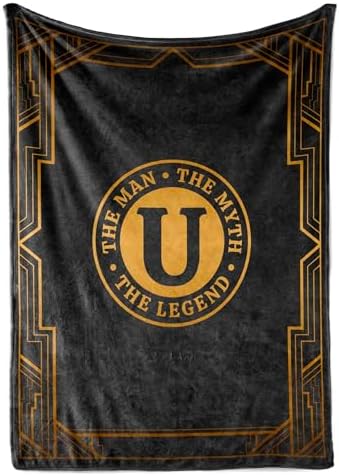 Gifts for Men, Initial Mens Blanket, Birthday Gift for Him, 50"x 65", U by InnoBeta
