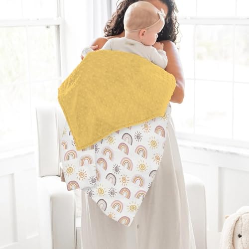 Boho Rainbow Sun Baby Blankets for Girl Boy Summer Sunshine Soft Mink Dotted Backing Double Layer Swaddle Receiving Blanket Rainbow Lovers Gift Bed Throws for Newborn Toddler Crib Stroller 30x40 - Image 4