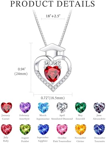 Turandoss Graduation Necklace for Women Her 2026-14K White Gold Plated Dainty Pendant Created Birthstone Necklaces for Women Her Mom Daughter, Small Simple Jewelry Gifts - Image 6
