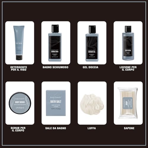 Body & Earth 8pc Leather Gifts for Men Spa Gifts Bath Sets for Man - Image 3