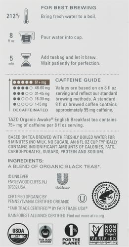 TAZO Tea Bags, Black Tea, English Breakfast | Regenerative Organic | 16 Count | Pack of 2