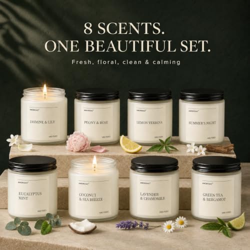 Scented Candles Gift Set for Women, 8 Pack Soy Wax Jar Candles - Image 3