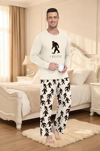 PrinStory Men's Pajama Sets Loungewear Sleepwear Pjs Lightweight Long Sleeve Shirts & Bottoms Soft Comfy Sleep Sets S-2XL - Image 5