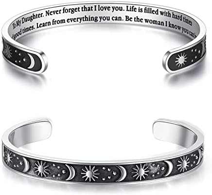 TONY & SANDY Inspirational Bracelets for Women Teen Girls Personalized Gifts for Daughter Granddaughter Mom Sister Friends Stainless Steel Engraved Cuff Birthday Easter Christmas by TONYSANDY
