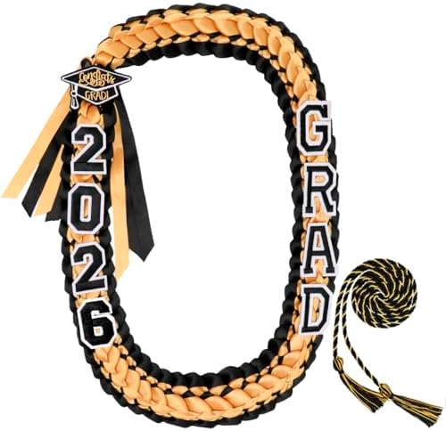 ALKB 2026 Graduation Lei Set - Two-Tone Braided Ribbon with Honor Cord, Unisex Graduation Gift for Graduates, Polyester by ALKB