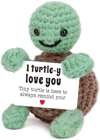 4THFARMES Mini Funny Turtle Crochet for Her Him, Wife Husband Girlfriend Boyfriend I Love You Gifts, Anniversary Birthday Gifts Small Cute Stuff Things, Turtle Easter Decorations Decor by 4THFARMES