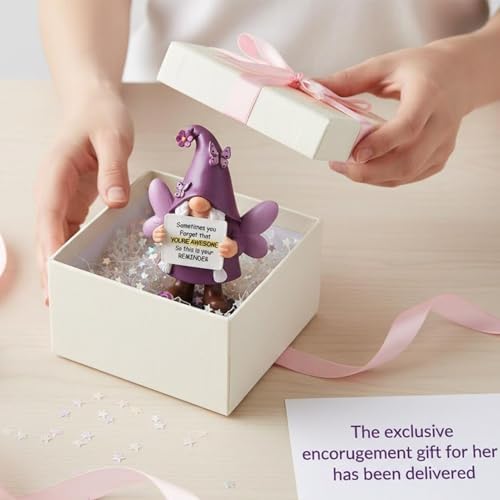 Lavezee Gnome Graduation Gifts for Girls Her, Handmade Purple Gnome Statue with Sometimes You Forget Your Awesome, Encouragement Emotional Gifts for Women - Image 3