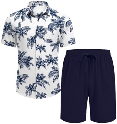 COOFANDY Men's Hawaiian 2 Piece Outfits Floral Button Down Shirt and Shorts Vacation Outfits Summer Beach Matching Set - Image 5