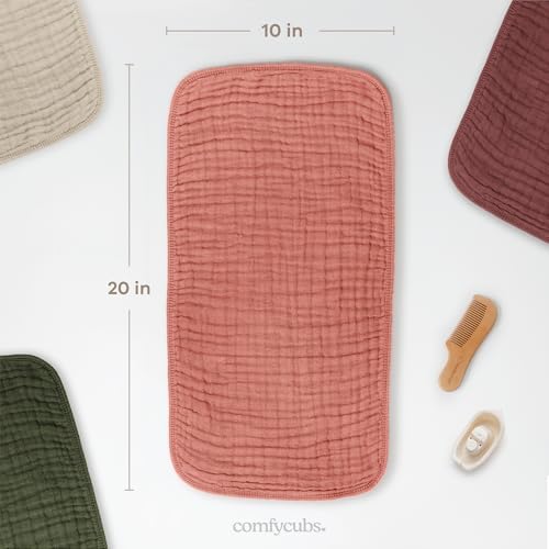 Comfy Cubs Muslin Burp Cloths 20x10" 10 Pack, Baby Burp Cloths - Dusty Rose - Image 3