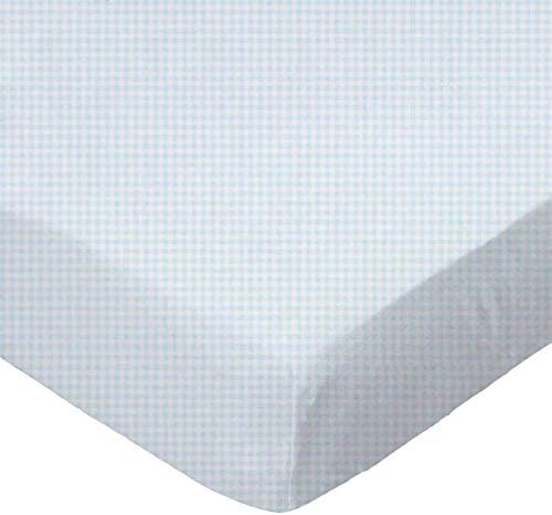 SheetWorld Fitted 100% Cotton Jersey Moses Basket Sheet 13 x 27, Blue Gingham, Made in USA by SHEETWORLD.COM