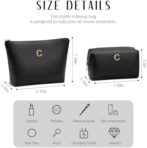 Gifts for Women Girls Personalized Initial Travel Makeup Bag - Image 4