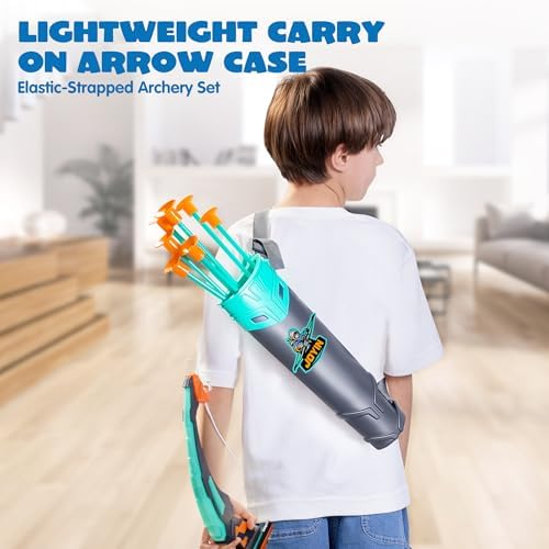 JOYIN Kids Bow and Arrow Set, LED Light Up Archery Toy Set with 9 Suction Cup Arrows, Target & Arrow Case, Indoor and Outdoor Hunting Play Gift Toys for Kids, Boys & Girls Ages 6-12 - Image 4