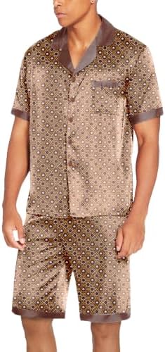 Ekouaer Men Silk Pajamas Set 2 Pieces Satin Pj Button Down Loungewear Sets - Image 6