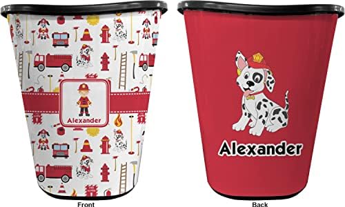 Personalized Firefighter Character Waste Basket - Double Sided (Black) w/Name or Text - Image 2