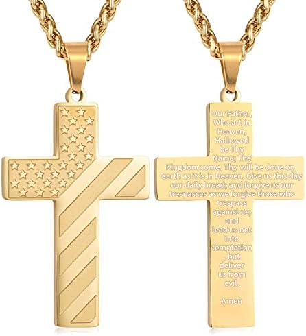 DuoDiner 18+2" Cross Necklace for Men Boys Christian Confirmation Gifts by Duodiner