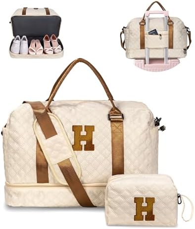 Travel Bags for Women/Teen Girls-Initial Weekender Bags Overnight by Vogewood