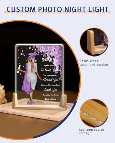 Personalized Name Graduation Gifts Custom Night Light LED Table Lamp Portrait Creator for Her 2026 University High School Keepsake(Girl D) - Image 5