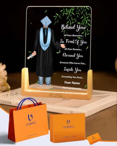 Personalized Name Graduation Gifts Custom Night Light LED Table Lamp Portrait Creator for Him 2026 University High School Keepsake(Boy D) by UUBAO