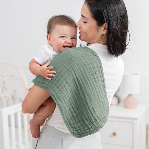 Comfy Cubs Muslin Burp Cloths 20x10" 6 Pack, Baby Burp Cloths - Fern - Image 2