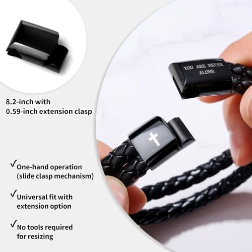 Christian Bracelet for Men, Bible Verse Leather Cross Gift for Men - Image 6