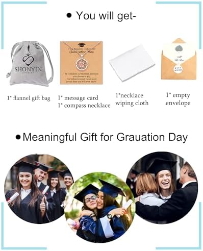 Shonyin Graduation Gift for Her Girls, Compass Necklace Graduation Gifts - Image 6