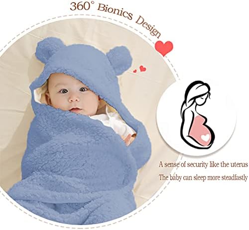 Nunibum Baby Swaddle Blanket Boys Girls Cute Bear Plush Essential Receiving Blanket Ultra-Soft Newborn Registry Sleeping Wraps for Infant 0-6 Months - Blue - Image 4