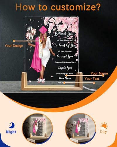 Personalized Name Graduation Gifts Custom Night Light LED Table Lamp Portrait Creator for Her 2026 University High School Keepsake(Girl C) - Image 2